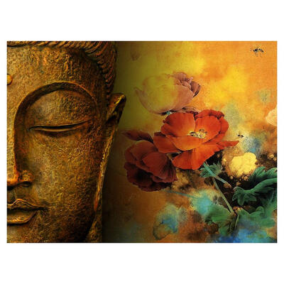 

3D DIY Paint by Numbers Kit Buddha Head Rose Canvas Wall Art Picture