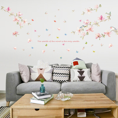 

1 Set Wall Sticker Peach Flower Blossom Living Room Background Bedroom PVC Decor