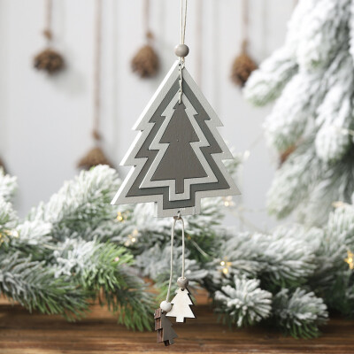 

Siaonvr Christmas Wooden Four-layer Hollow Pendant Creative Cute Hanging Pendant