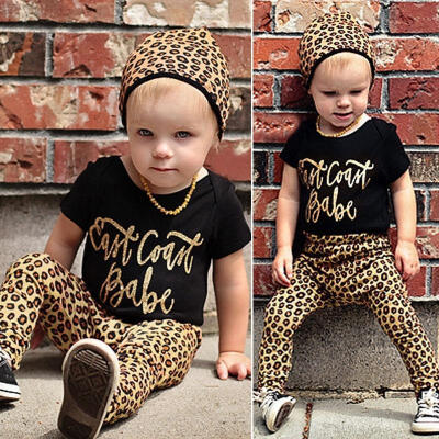 

2pcs Kids Baby Girls Outfits T-shirt TopsLeopard Leggings Pants Clothes Set