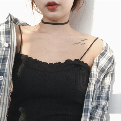 

Womens Sexy Solid Ruffles Knitted Camisole