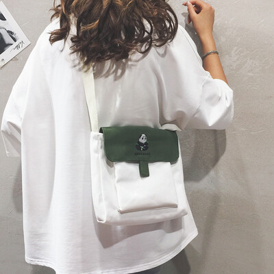 

Ins hundred canvas bags womens oblique satchels cute little square bags summer college students wear canvas bags on one should