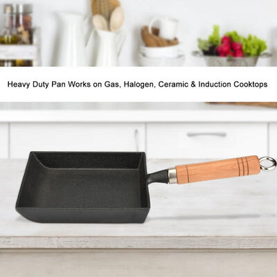 

Greensen Mini Frying Pan Iron Omelette Pot Tamagoyaki Wooden Handle