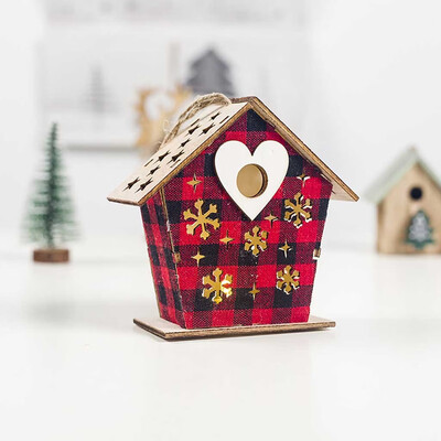 

Siaonvr LED Light Wood House Cute Christmas Tree Hanging Ornaments Holiday Decoration