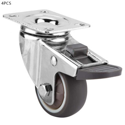 

Greensen 4 Pcs 2-inch TPR Metal Light Weight Chrome Plate Screw Caster with Brake for Trolley