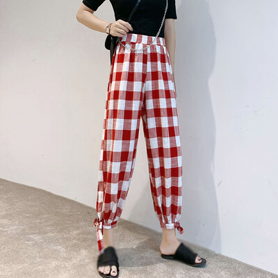 

Womens Elastic Waist Causal Loose Trousers Fit Linen Cropped Wide Leg Pants