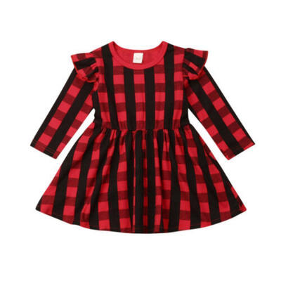 

Christmas Toddler Baby Girl Princess Party Dress Red Plaid Tutu Dresses