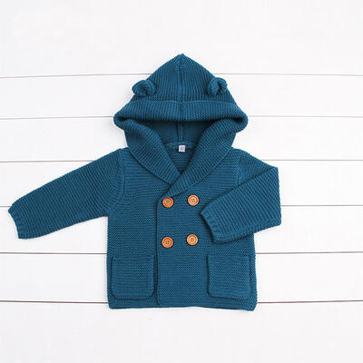 

Baby Boy Knitting Cardigan Winter Solid Sweaters Long Sleeve Hooded Coat