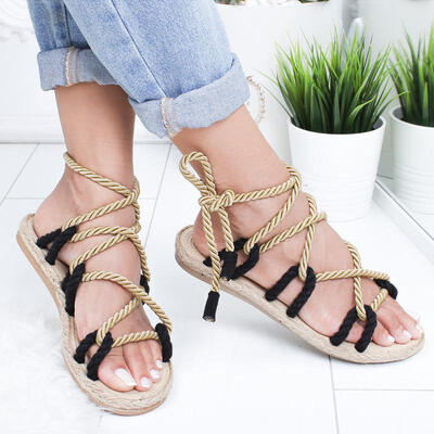 

Women Sandals Rome Style Gladiator Sandals Female Lace Up Summer Shoes Woman Flat Sandals Beach Hemp Rope Chaussures Femme 2019