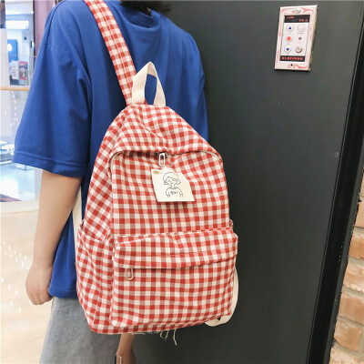 

Ins schoolbag female Korean version of senior high school students campus simplicity Sen Department Baitao small clean checked bac