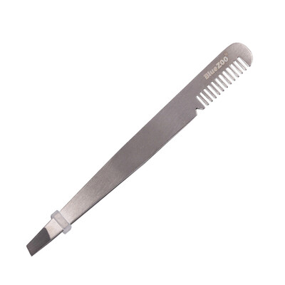 

Blue ZOO Eyebrow Tweezer Brush Comb Stainless Steel Eyelashes Extension Tweezers Double Eyelids Clip
