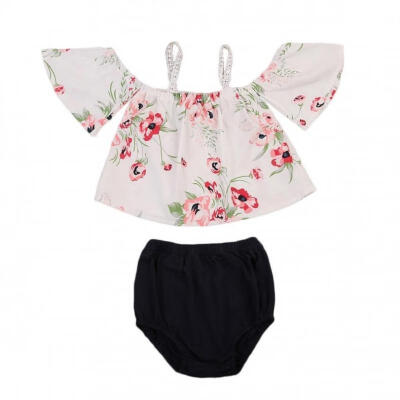 

Newborn Baby Girls Floral Off Shoulder Tops Shorts Clothes Outfits Summer 0-2T