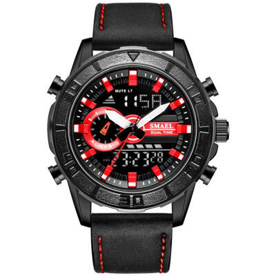 

SMAEL 1411 Outdoor Sports Watch Waterproof Wristwatch With Leather Strap Multifunctional Digital Male Watches