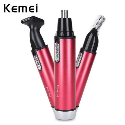 

KEMEI KM-6621 3-in-1 Electric Nose Eyebrow Brush Portable AA Battery Powered Trimming Hair Trimmer For Women And Men