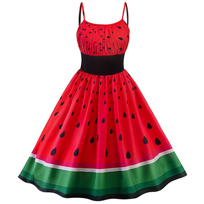 

3D Watermelon Print Vintage Dress