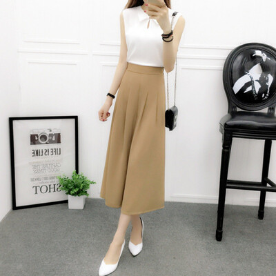

Wide Leg Pants Women Summer Chiffon Pants High Waist Chiffon Female Loose Casual Pant Trouser For Women