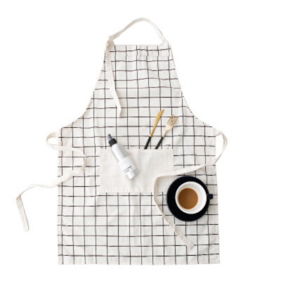 

The New Japanese Cotton Cotton Linen Apron Cute Simple Lace Side Double Pocket Home Kitchen Apron