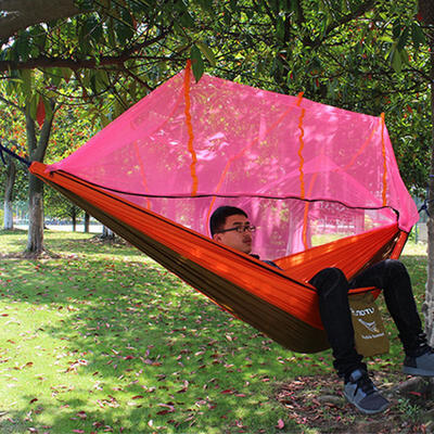 

Double Hammock With Mosquito Mesh Garden Parachute Cloth Camping Leisure HammocksBlueGreenOrangePurple