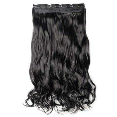 

Synthetic Fiber Clips in on Hair Extension 34 Full Head One Piece 5 Clips Long Silky Straight Curly Wavy