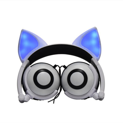 

Cartoon cut cat fox ear glowing child s Foldable Flashing Glowing cat ear s Headset Earphone