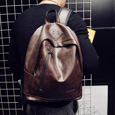 

Mens small backpack Korean womens shoulder bag mens casual student bag travel bag pu leather computer bag tide