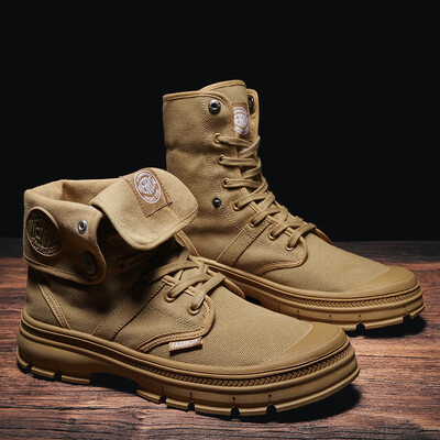 

British casual Martin boots wild breathable wild mens high canvas canvas boots
