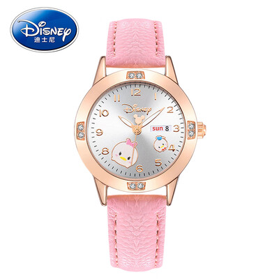 

Disney student watch female Korean version of the waterproof simple quartz watch cute cartoon luminous pointer children watch girl 327 rose gold shell powder with silk duck