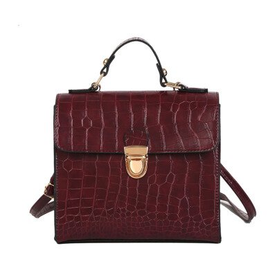 

Women Casual Messenger Bag Solid Flap PU Leather Shoulder Bags Female Vintage Crocodile Pattern Handbags Bolsos Mujer T2G