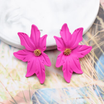 

2019 New Korean Style Spray Paint Big Flower Stud Earrings For Women Fashion Summer Elegant Sweet Jewelry Accessories Brincos