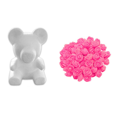 

2335cm Foam Bear Fake Rose Modeling DIY Craft Holiday Party Decor Supplies Gift