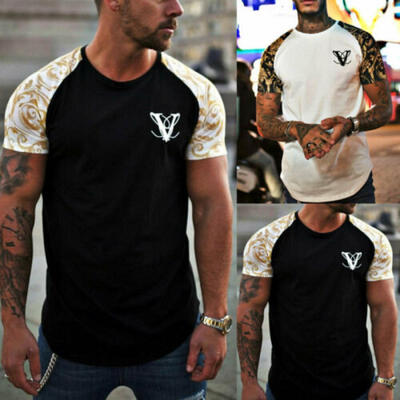 

Summer Fashion Mens Casual Gym Slim Fit Short Sleeve Muscle Tee Tops T-shirt