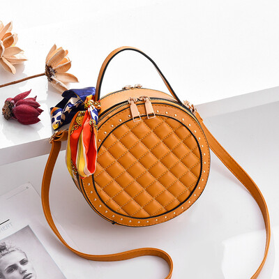 

Korean version of the small round bag Lingge interwoven handbags simple wind single shoulder diagonal package ladies cute small bag