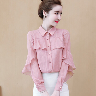 

Tailored Women Fashion Long Sleeve shirt Puff Loose Blouse Girls Tops