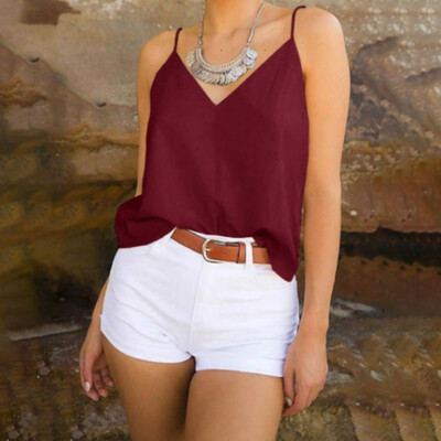 

Women Casual Summer Sleeveless Tank Top Vest Blouse Off-Shoulder Crop Tops Shirt