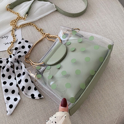 

Summer transparent jelly bag women 2019 new Korean version of small fresh wave chic chain messenger bag