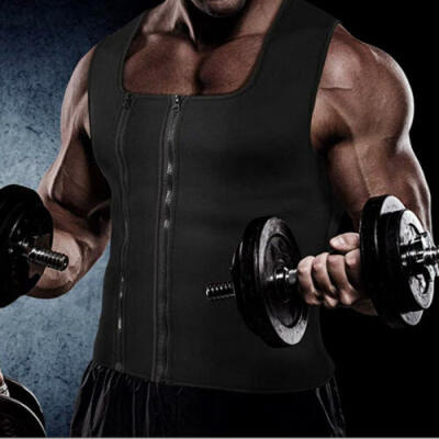 

US Mens Shaper Corset Sweat Vest Body Control Sauna Zipper Waist Trainer Gym HOT