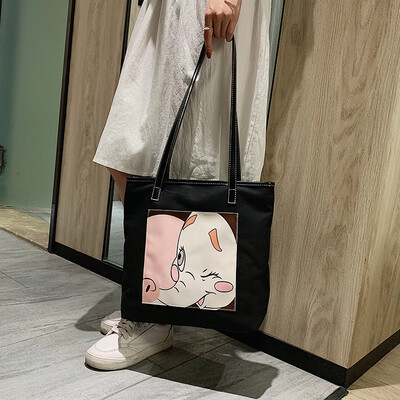 

Shoulder canvas bag handbag 2019 new wave Korean version of the wild Messenger bag large capacity fashion cartoon tote bag