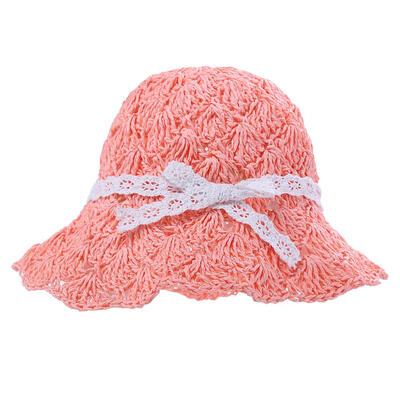 

Manual Weave Crochet Straw Boater Hat Girls Kids Summer Hollow Out Sun Hat
