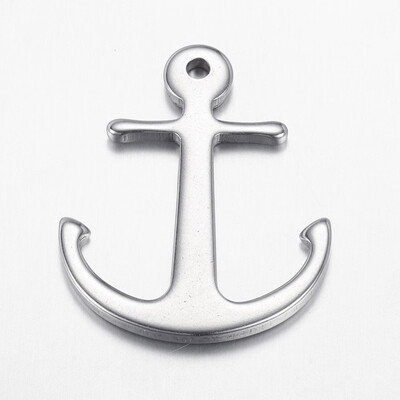 

304 Stainless Steel Pendants Anchor Stainless Steel Color 32x26x2mm Hole 2mm