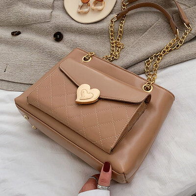

Love large capacity single shoulder big bag new 2019 Korean version of fashion simple rhomboid chain bag