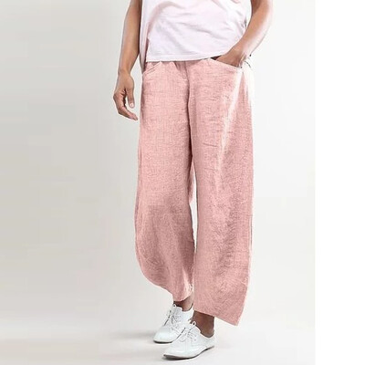 

Tailored Womens Fashion Cotton High Waist Solid Color Trousers Ladies Pants