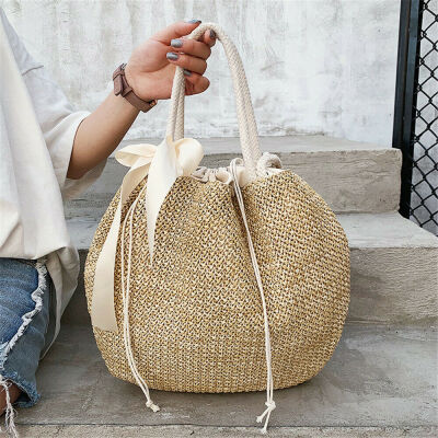 

New Style Handmade Woven Tote Straw Bag Bow Hand Bags Summer Beach Travel Women High Capacity Bag Casual Fashion Hot 2019