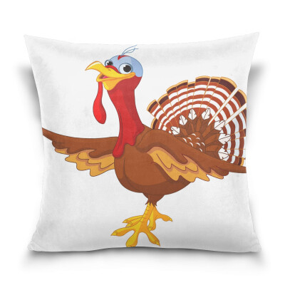 

ALAZA Thanksgiving Throw Pillow Cover 16 X 16 inch Cushion Cover with Cartoon Cute Turkey Printed Pillowcase