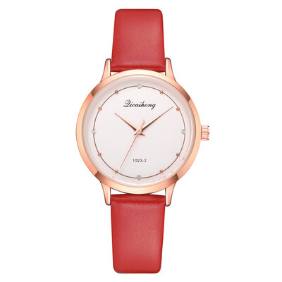 

Fashion high quality PU belt womens alloy quartz watch simple pop watch