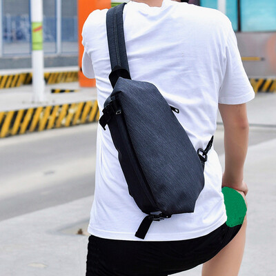 

Tailored Men Outdoor Students Sport Pure Color Nylon Crossbody Bag Chest Bag Phone Bag