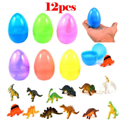 

YIWULA 12 Pcs Easter Eggs Filled with Popular Dinosaurs Different Style&Shape Toy