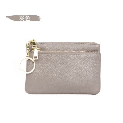 

2019 new top layer cowhide Europe&America ladies zipper leather purse leather key ring bag mini coin bag