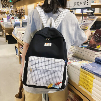 

Schoolbag female ins wind Korean college students backpack junior high school students Mori ancient sense Joker canvas backpack