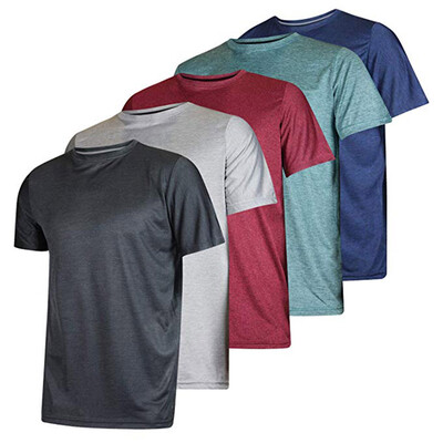 

Nomeni Men 5PC Short Sleeve Yoga Tops Quick-dry Sports Solid Tops Summer Sportswear