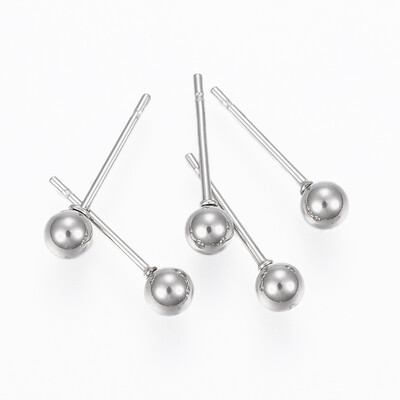 

304 Stainless Steel Stud Earrings Ball Stud Earrings Stainless Steel Color 16mm Pin 08mm